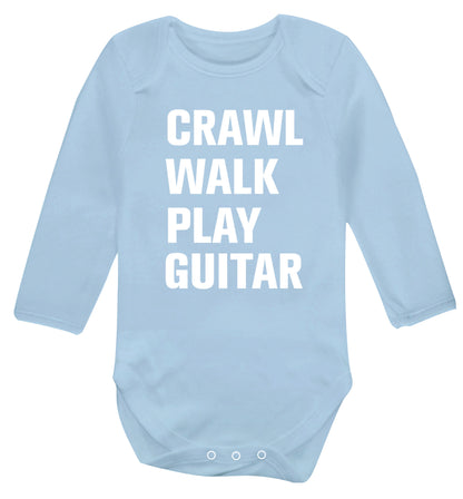 Crawl walk play guitar Baby Vest long sleeved pale blue 6-12 months