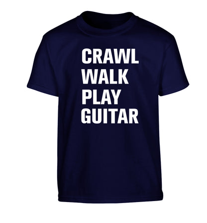 Crawl walk play guitar Children's navy Tshirt 12-13 Years