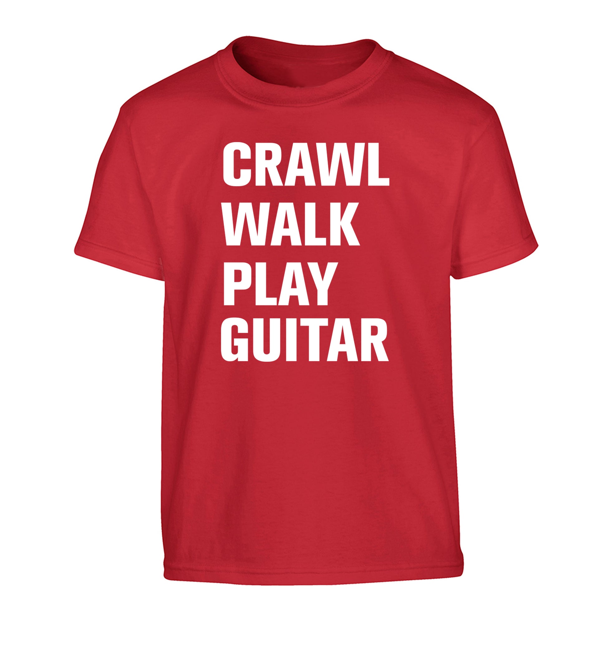 Crawl walk play guitar Children's red Tshirt 12-13 Years