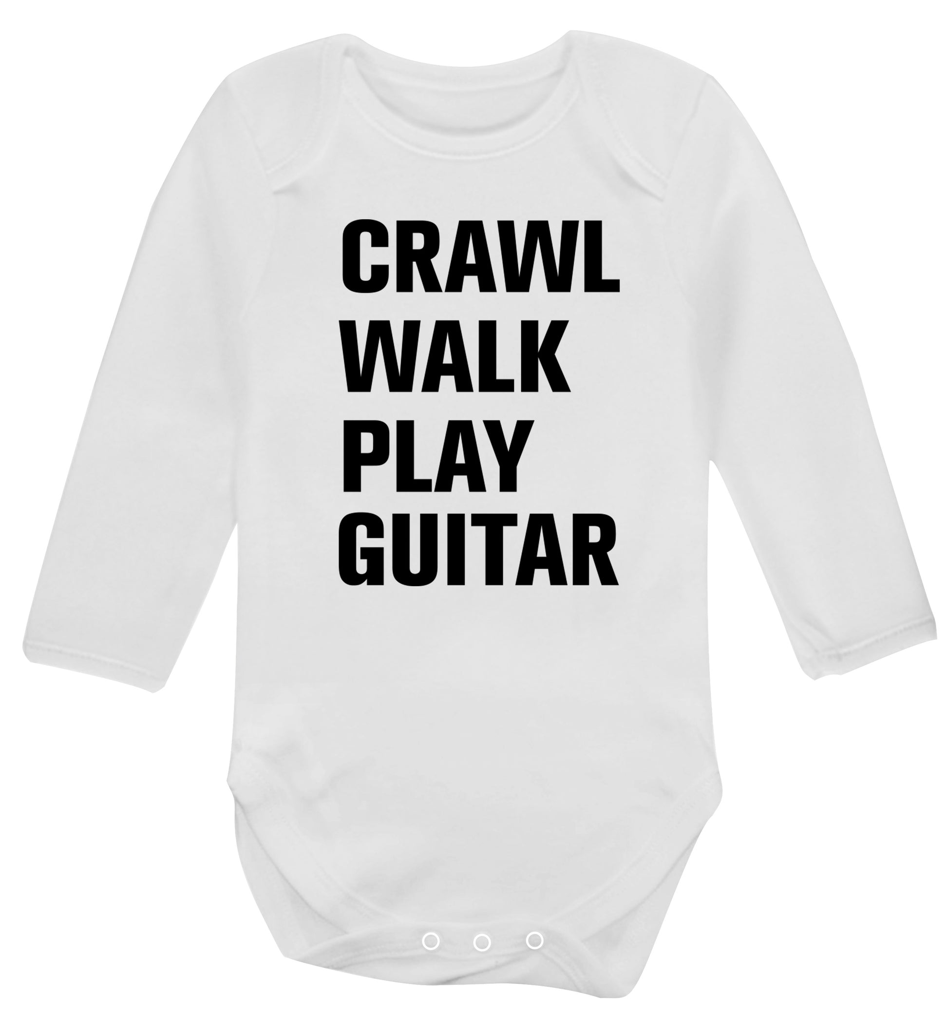 Crawl walk play guitar Baby Vest long sleeved white 6-12 months