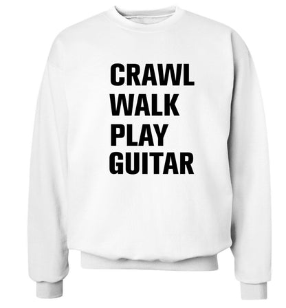 Crawl walk play guitar Adult's unisex white Sweater 2XL