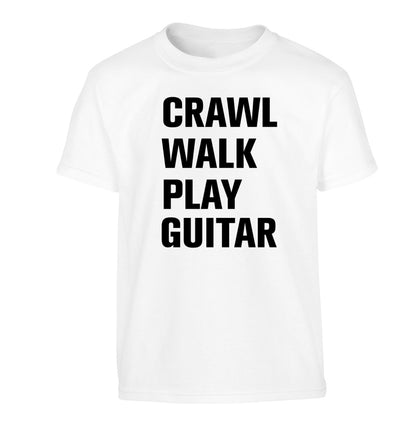Crawl walk play guitar Children's white Tshirt 12-13 Years