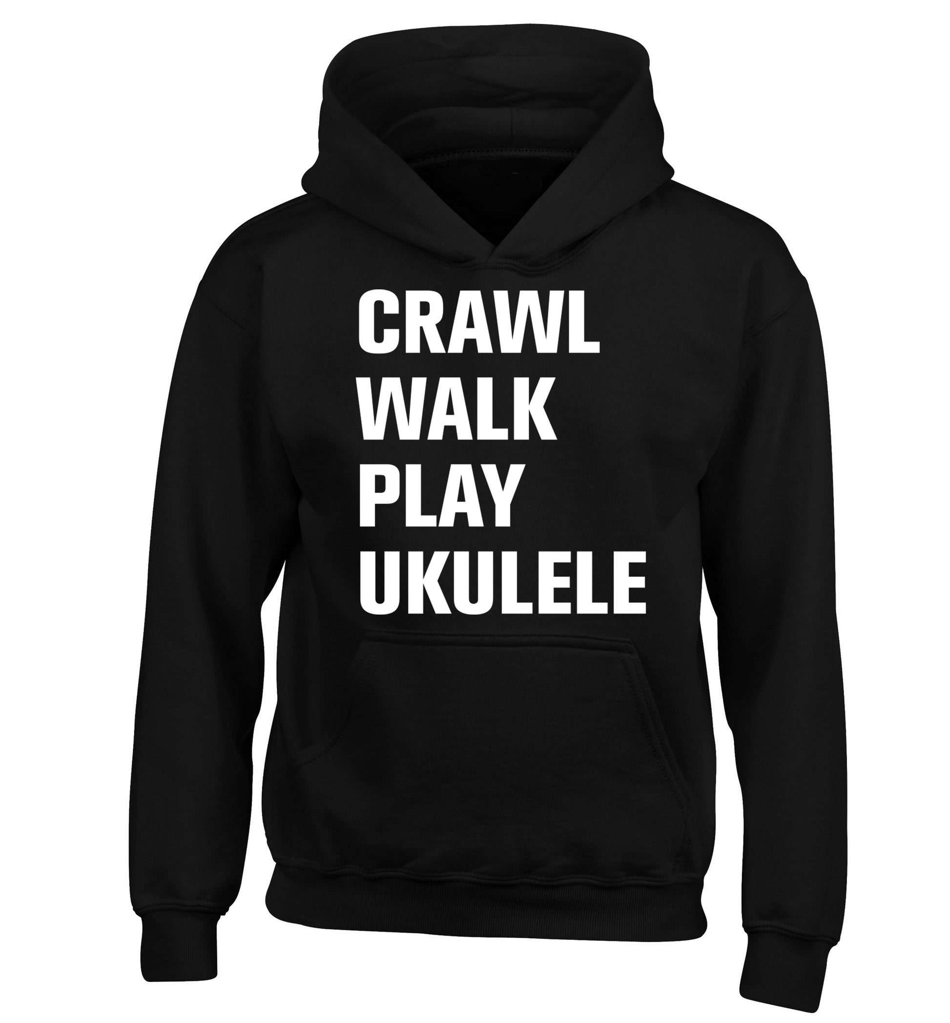 Crawl walk play ukulele children's black hoodie 12-13 Years
