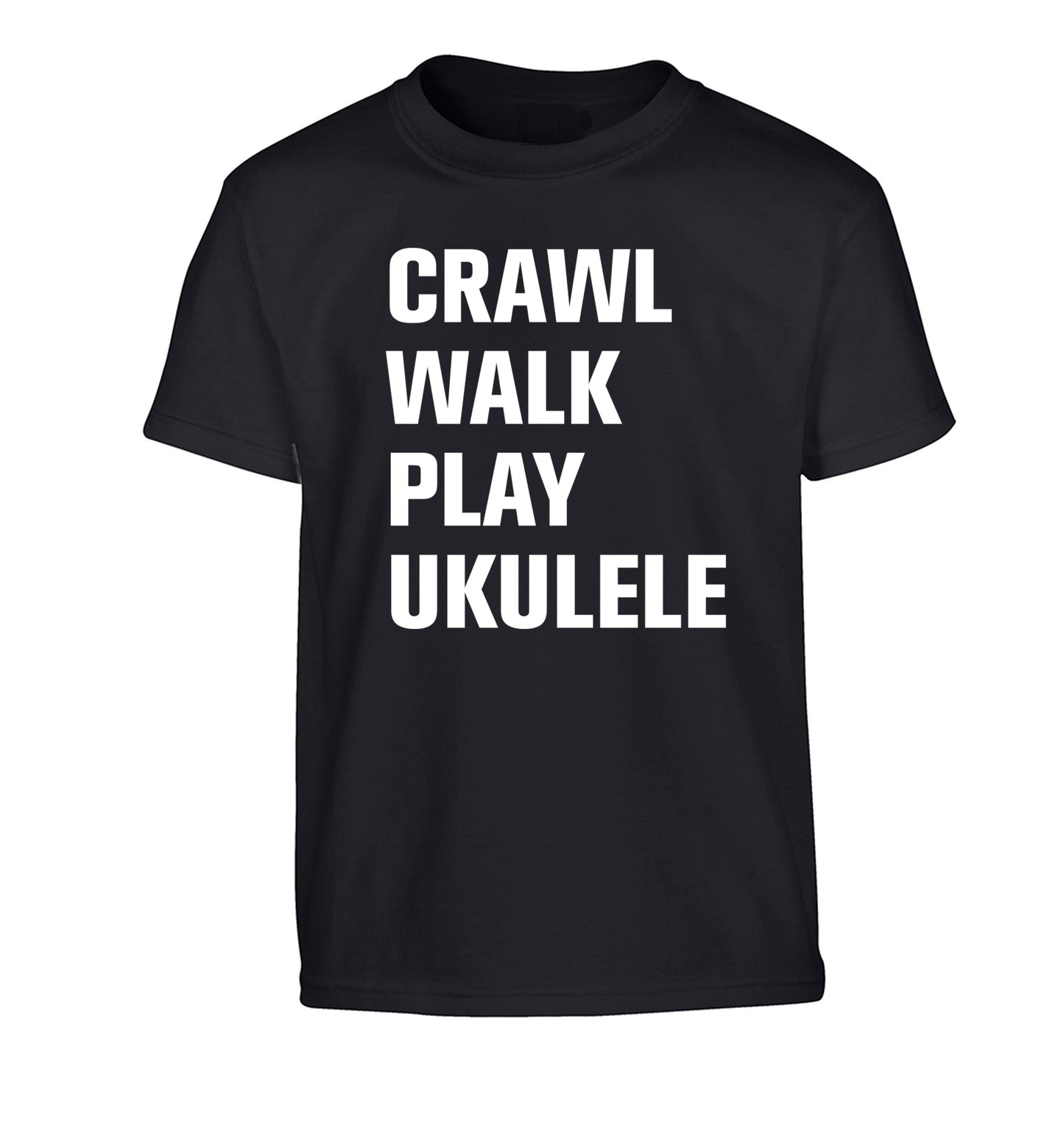 Crawl walk play ukulele Children's black Tshirt 12-13 Years