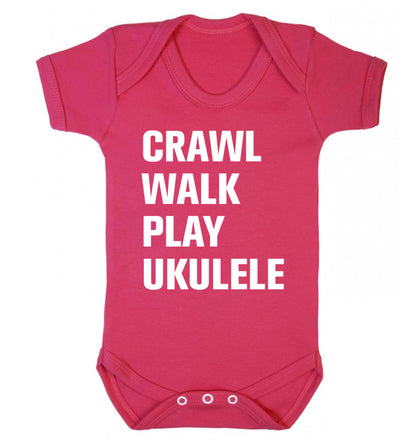 Crawl walk play ukulele Baby Vest dark pink 18-24 months