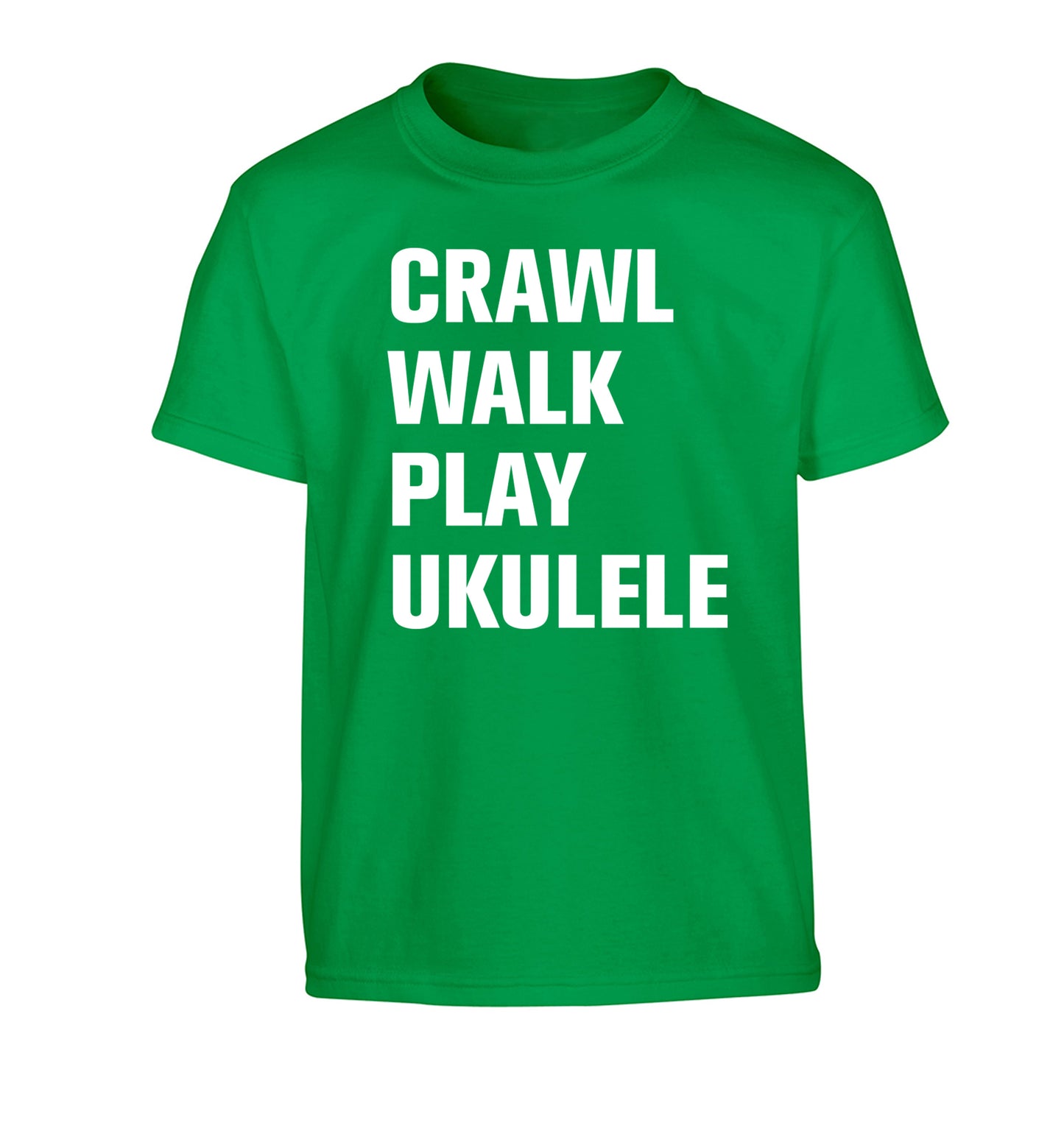 Crawl walk play ukulele Children's green Tshirt 12-13 Years