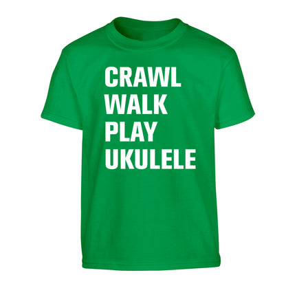 Crawl walk play ukulele Children's green Tshirt 12-13 Years