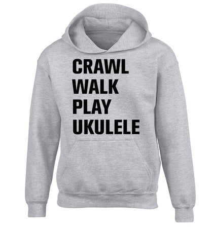 Crawl walk play ukulele children's grey hoodie 12-13 Years