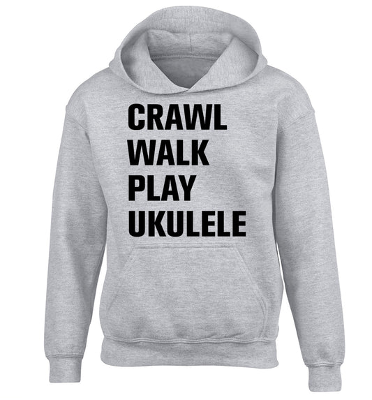 Crawl walk play ukulele children's grey hoodie 12-13 Years