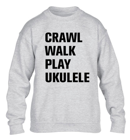 Crawl walk play ukulele children's grey sweater 12-13 Years