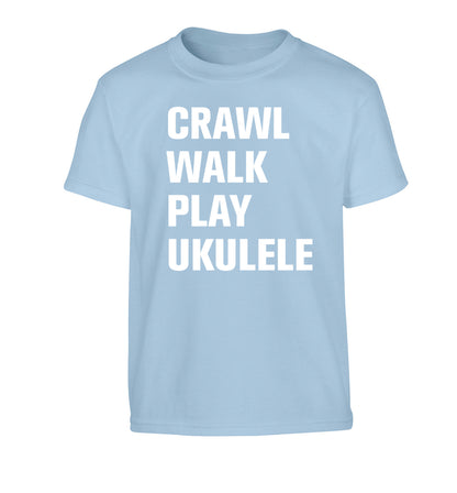 Crawl walk play ukulele Children's light blue Tshirt 12-13 Years