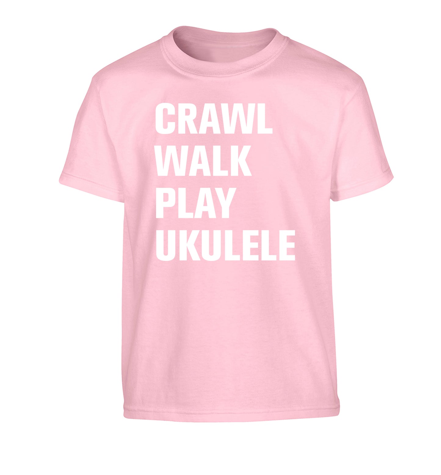 Crawl walk play ukulele Children's light pink Tshirt 12-13 Years