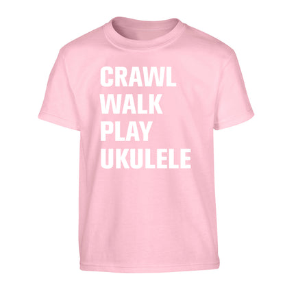 Crawl walk play ukulele Children's light pink Tshirt 12-13 Years