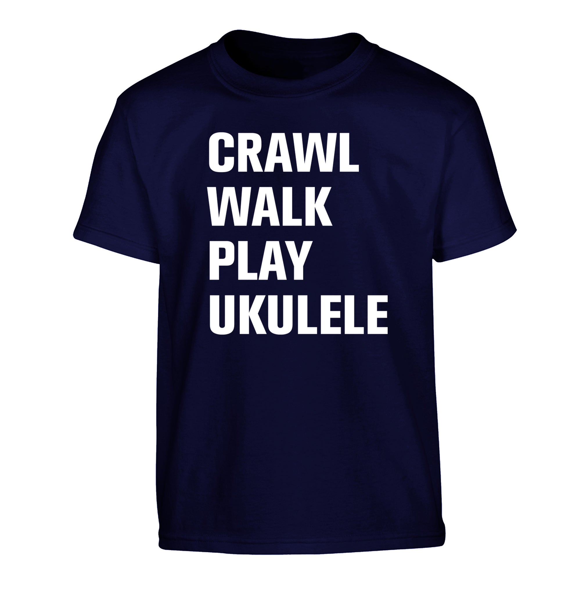 Crawl walk play ukulele Children's navy Tshirt 12-13 Years
