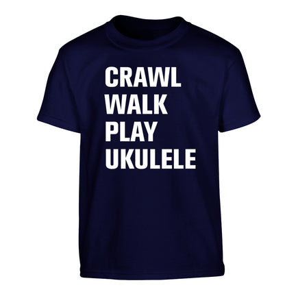 Crawl walk play ukulele Children's navy Tshirt 12-13 Years