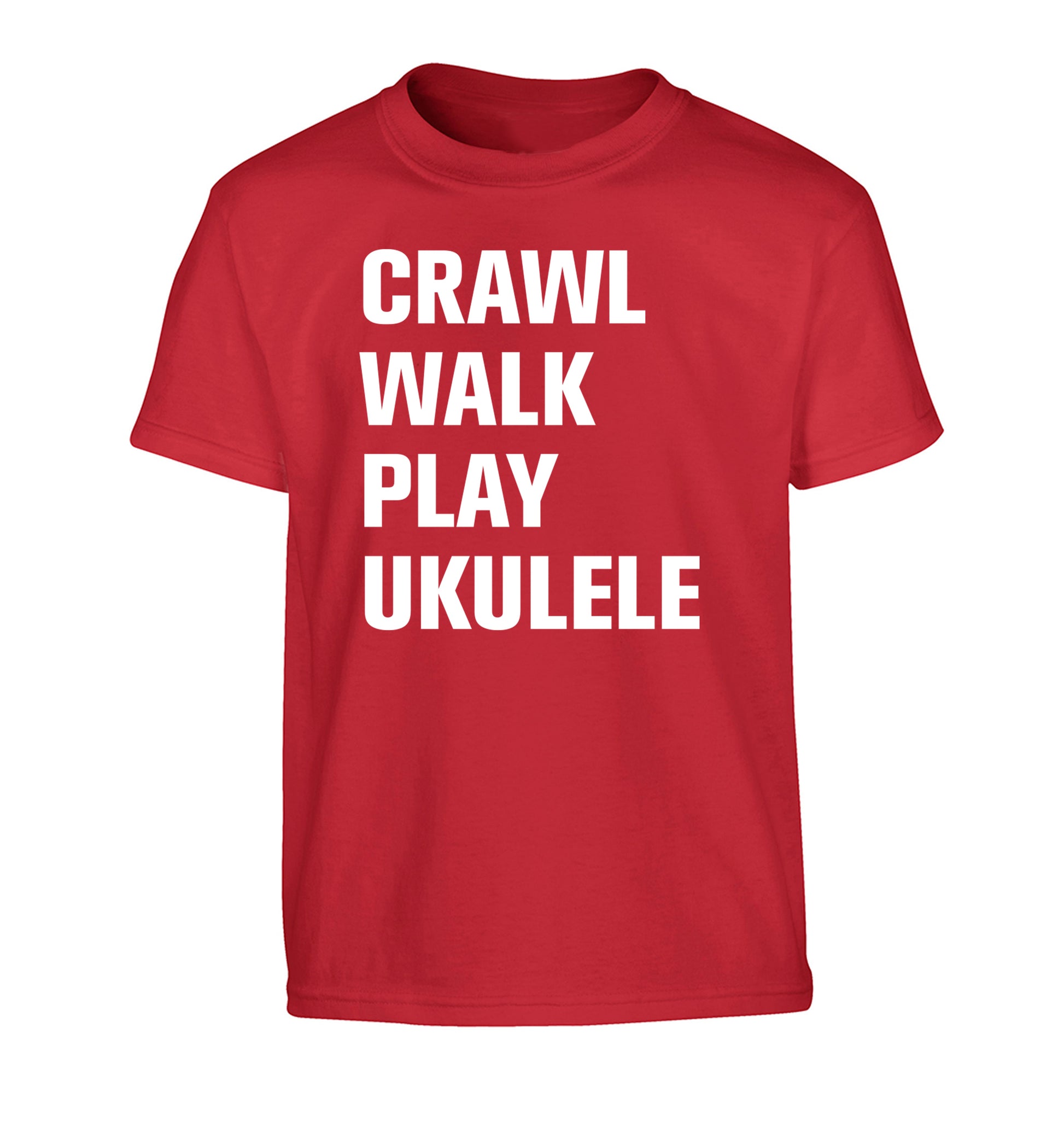 Crawl walk play ukulele Children's red Tshirt 12-13 Years