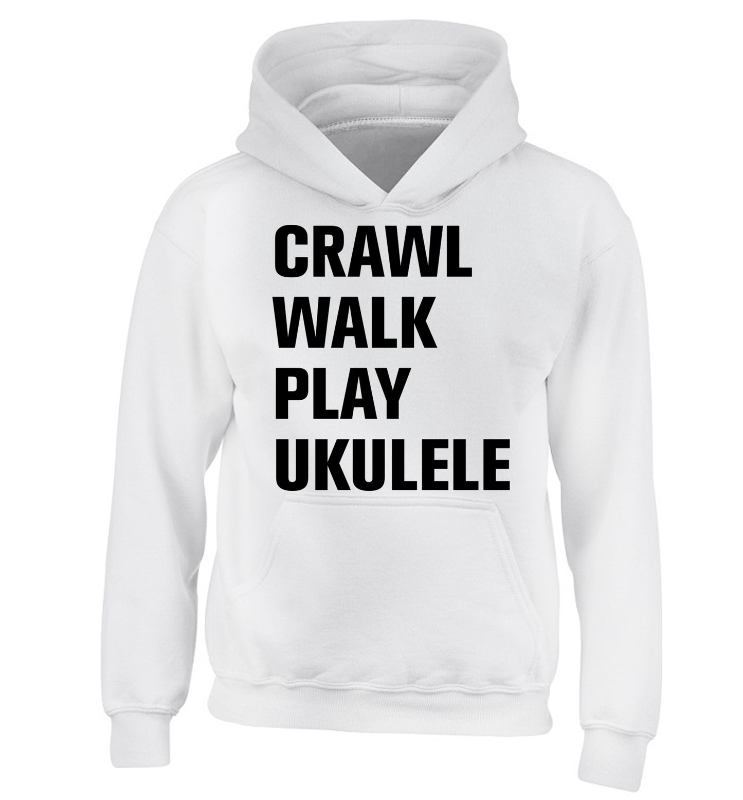 Crawl walk play ukulele children's white hoodie 12-13 Years
