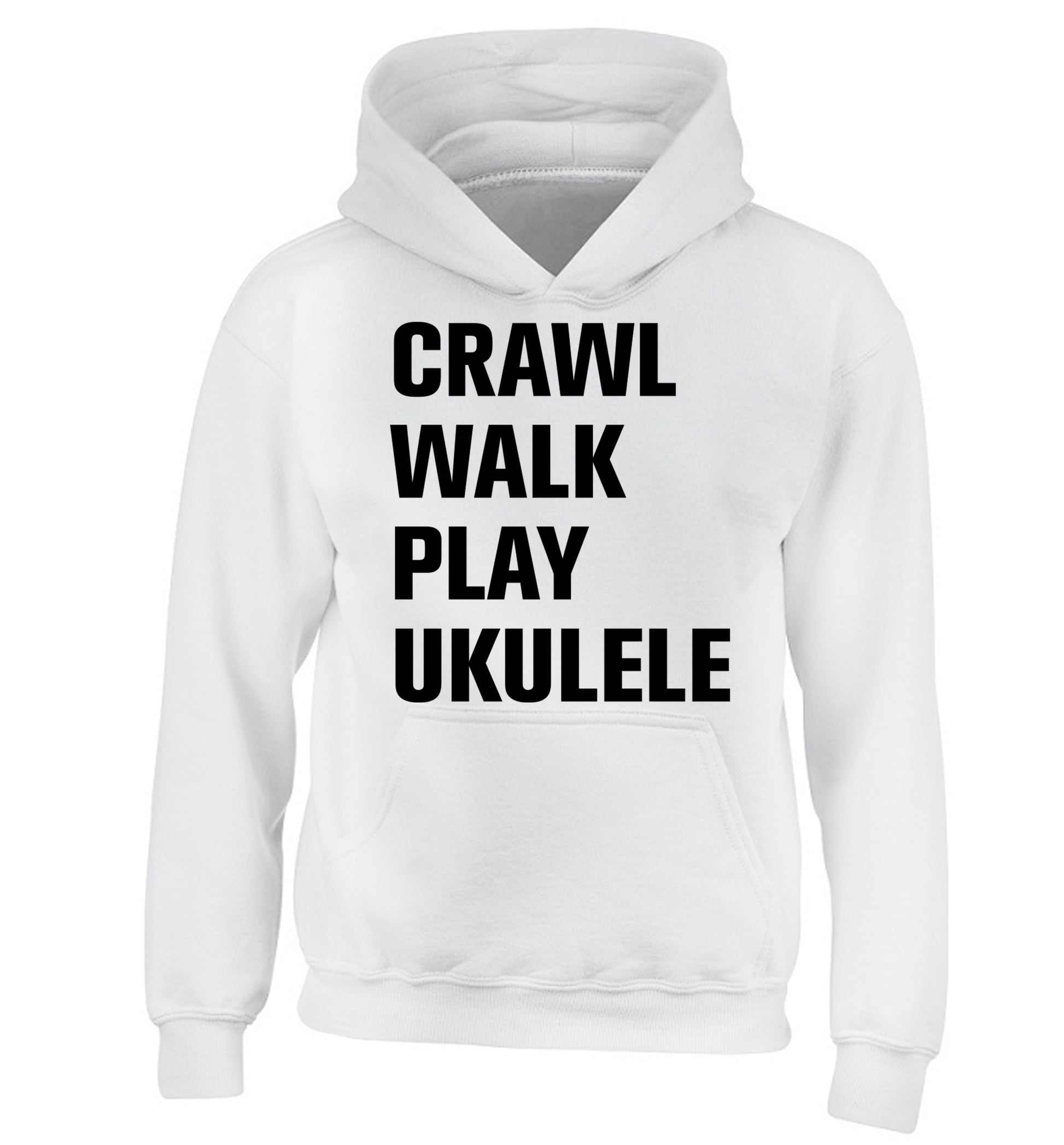 Crawl walk play ukulele children's white hoodie 12-13 Years