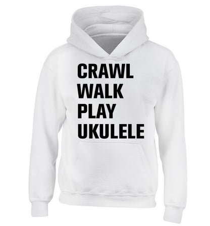 Crawl walk play ukulele children's white hoodie 12-13 Years