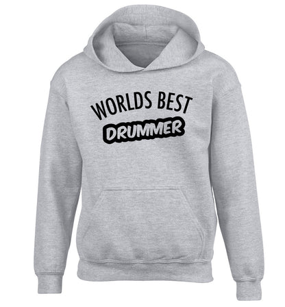 Worlds best drummer children's grey hoodie 12-13 Years