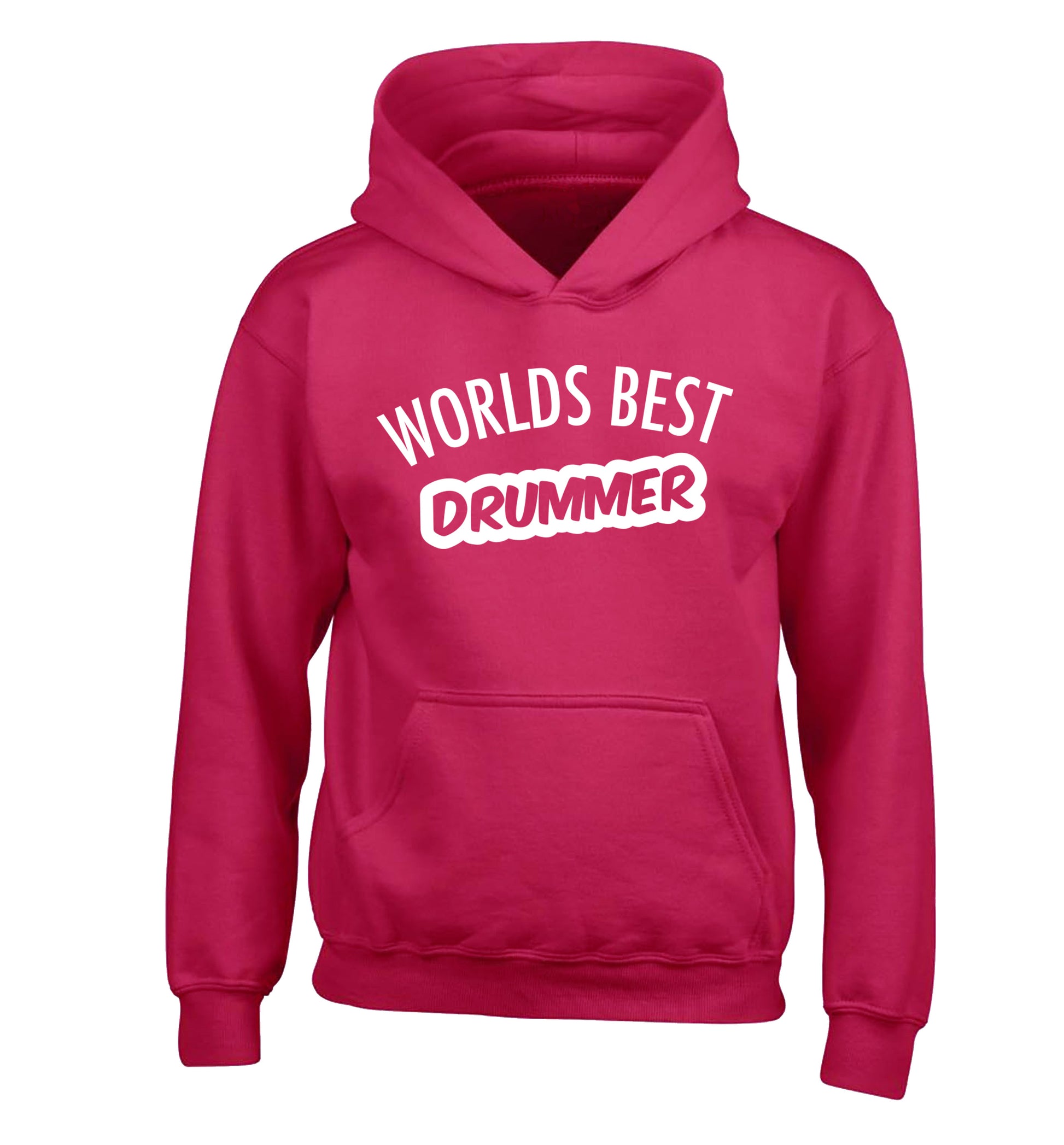 Worlds best drummer children's pink hoodie 12-13 Years