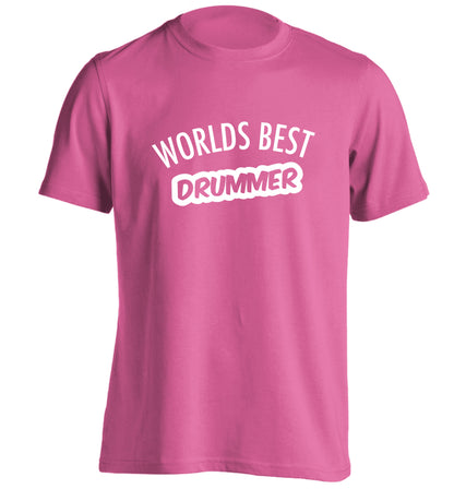 Worlds best drummer adults unisex pink Tshirt 2XL