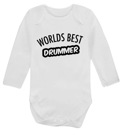 Worlds best drummer Baby Vest long sleeved white 6-12 months