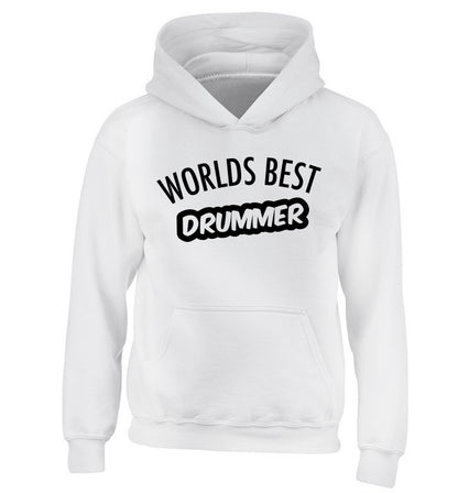Worlds best drummer children's white hoodie 12-13 Years