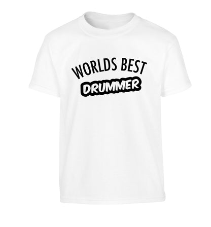 Worlds best drummer Children's white Tshirt 12-13 Years