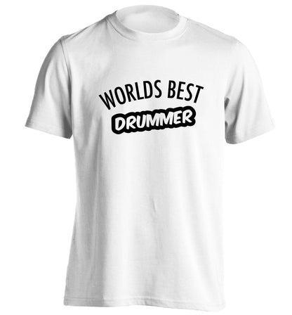 Worlds best drummer adults unisex white Tshirt 2XL