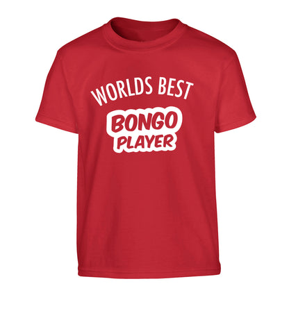 Worlds best bongo player Children's red Tshirt 12-13 Years