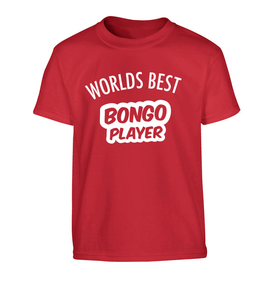 Worlds best bongo player Children's red Tshirt 12-13 Years