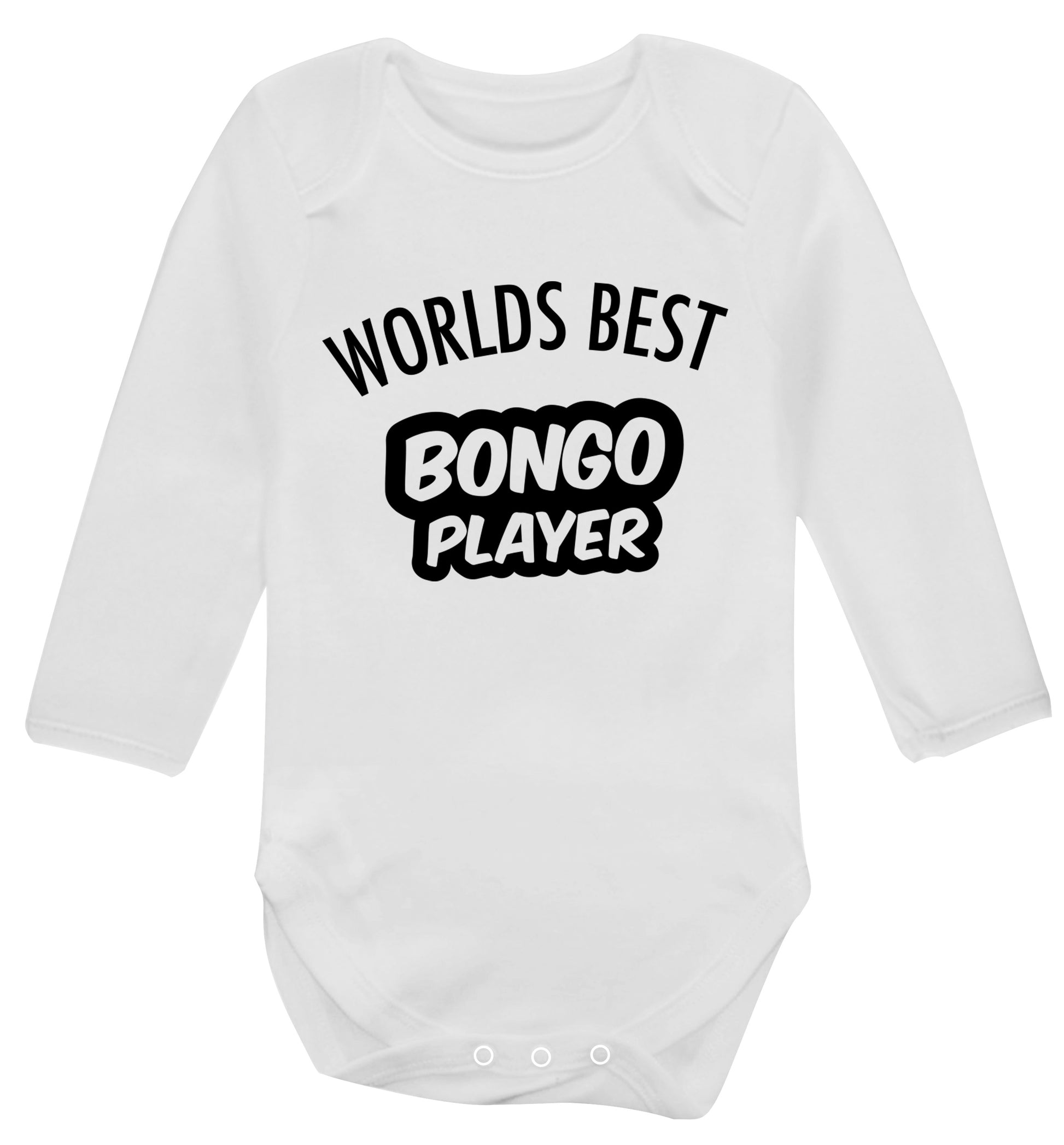 Worlds best bongo player Baby Vest long sleeved white 6-12 months