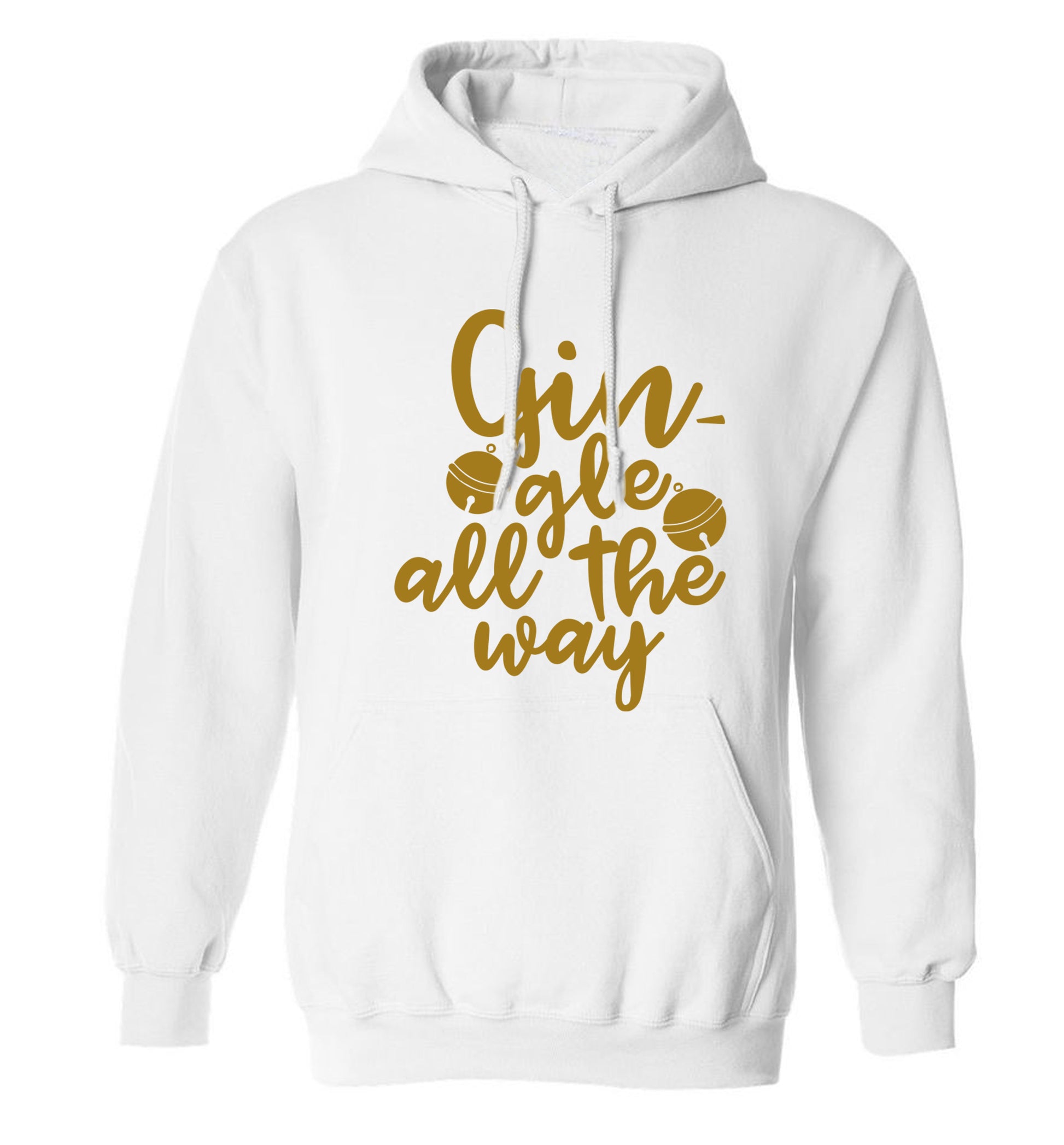 Gin-gle all the way adults unisex white hoodie 2XL