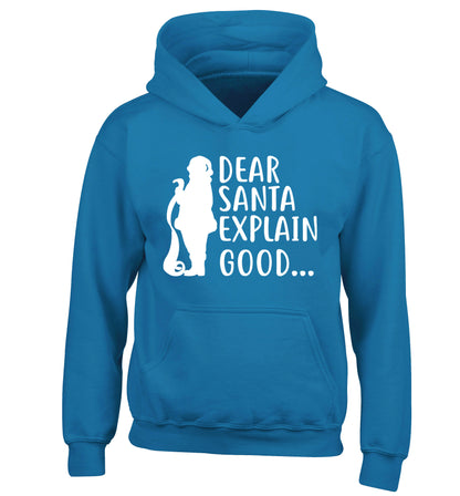 Dear Santa explain good... children's blue hoodie 12-13 Years