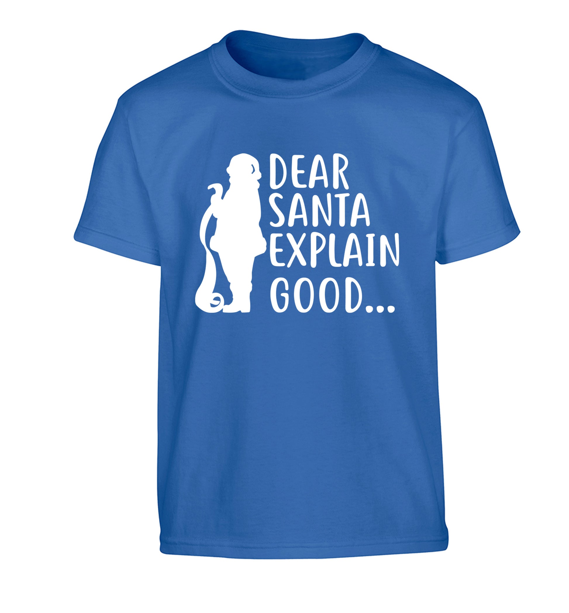 Dear Santa explain good... Children's blue Tshirt 12-13 Years