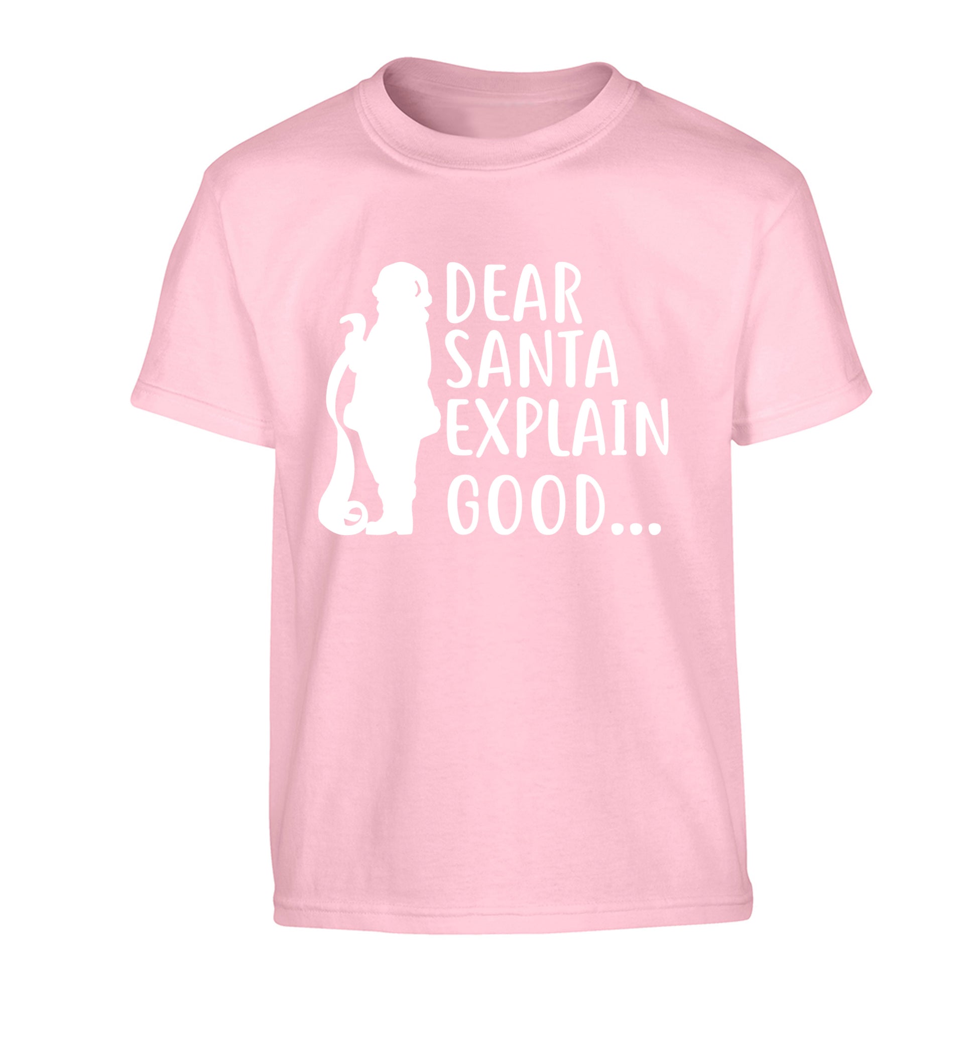 Dear Santa explain good... Children's light pink Tshirt 12-13 Years