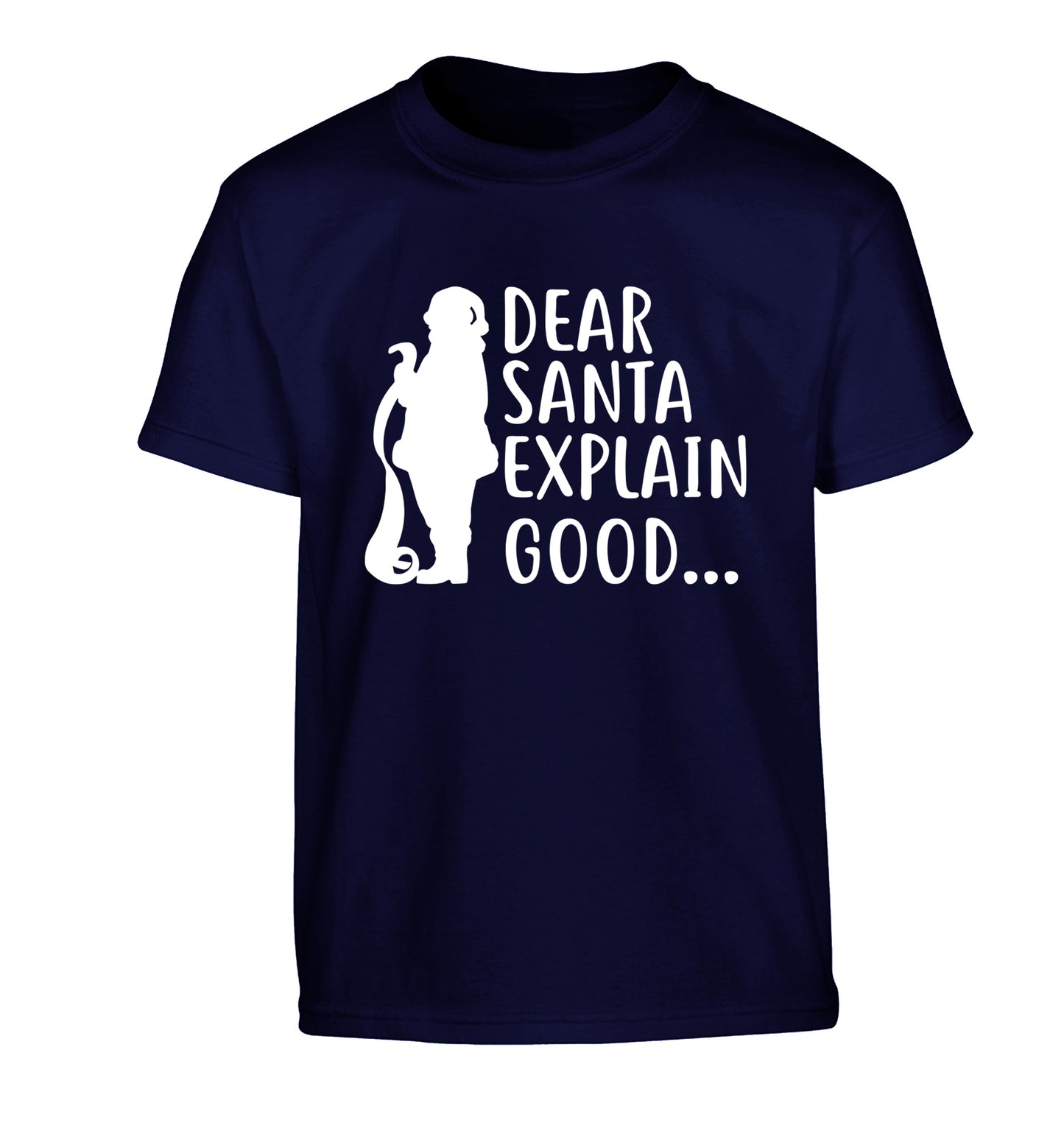 Dear Santa explain good... Children's navy Tshirt 12-13 Years