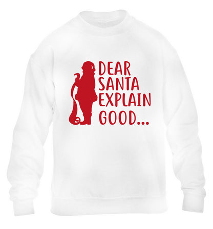 Dear Santa explain good... children's white sweater 12-13 Years