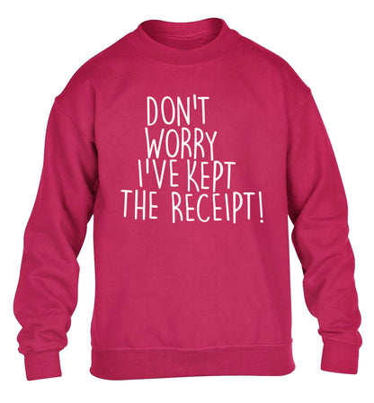 Don't Worry I've Kept the Receipt children's pink sweater 12-13 Years