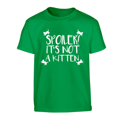 Spoiler it's not a kitten Children's green Tshirt 12-13 Years