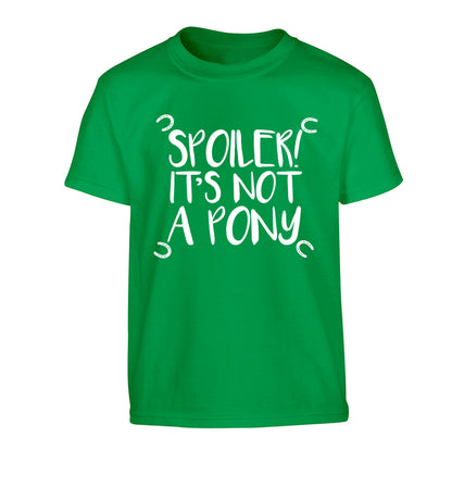 Spoiler it's not a pony Children's green Tshirt 12-13 Years