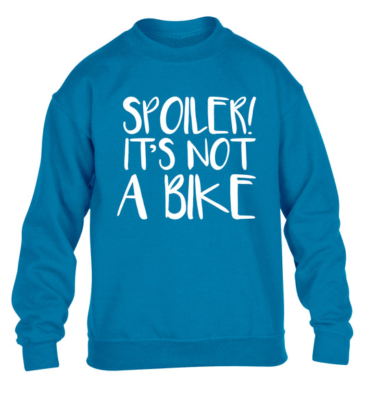 Spoiler it's not a bike children's blue sweater 12-13 Years