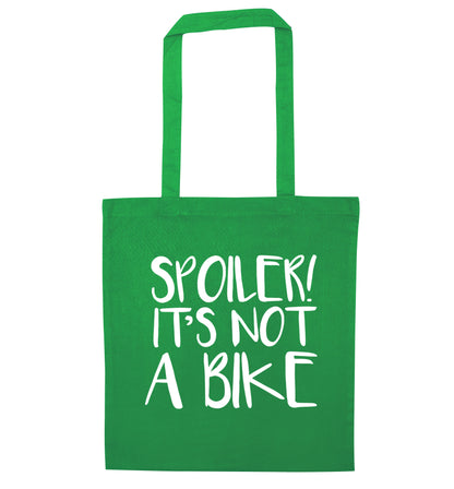 Spoiler it's not a bike green tote bag
