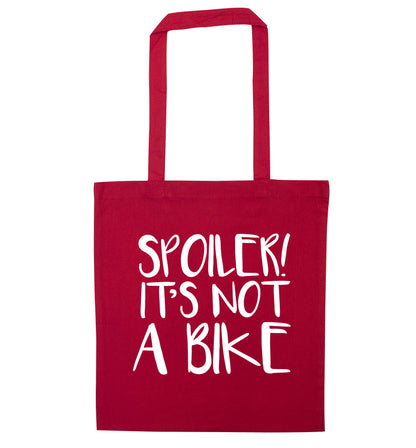 Spoiler it's not a bike red tote bag