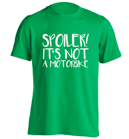 Spoiler it's not a motorbike adults unisex green Tshirt 2XL