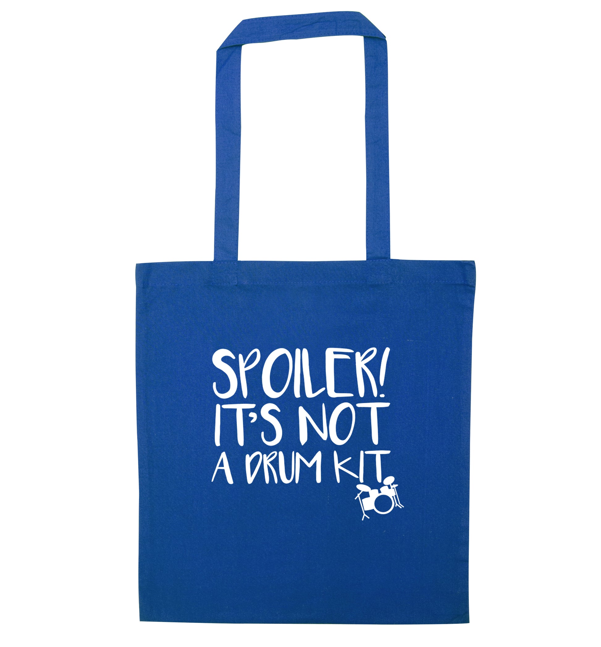 Spoiler it's not a drum kit blue tote bag