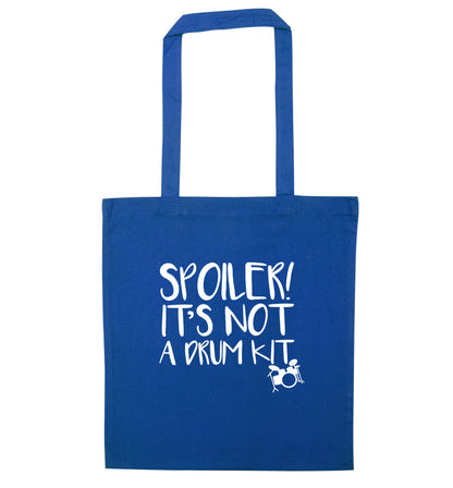 Spoiler it's not a drum kit blue tote bag