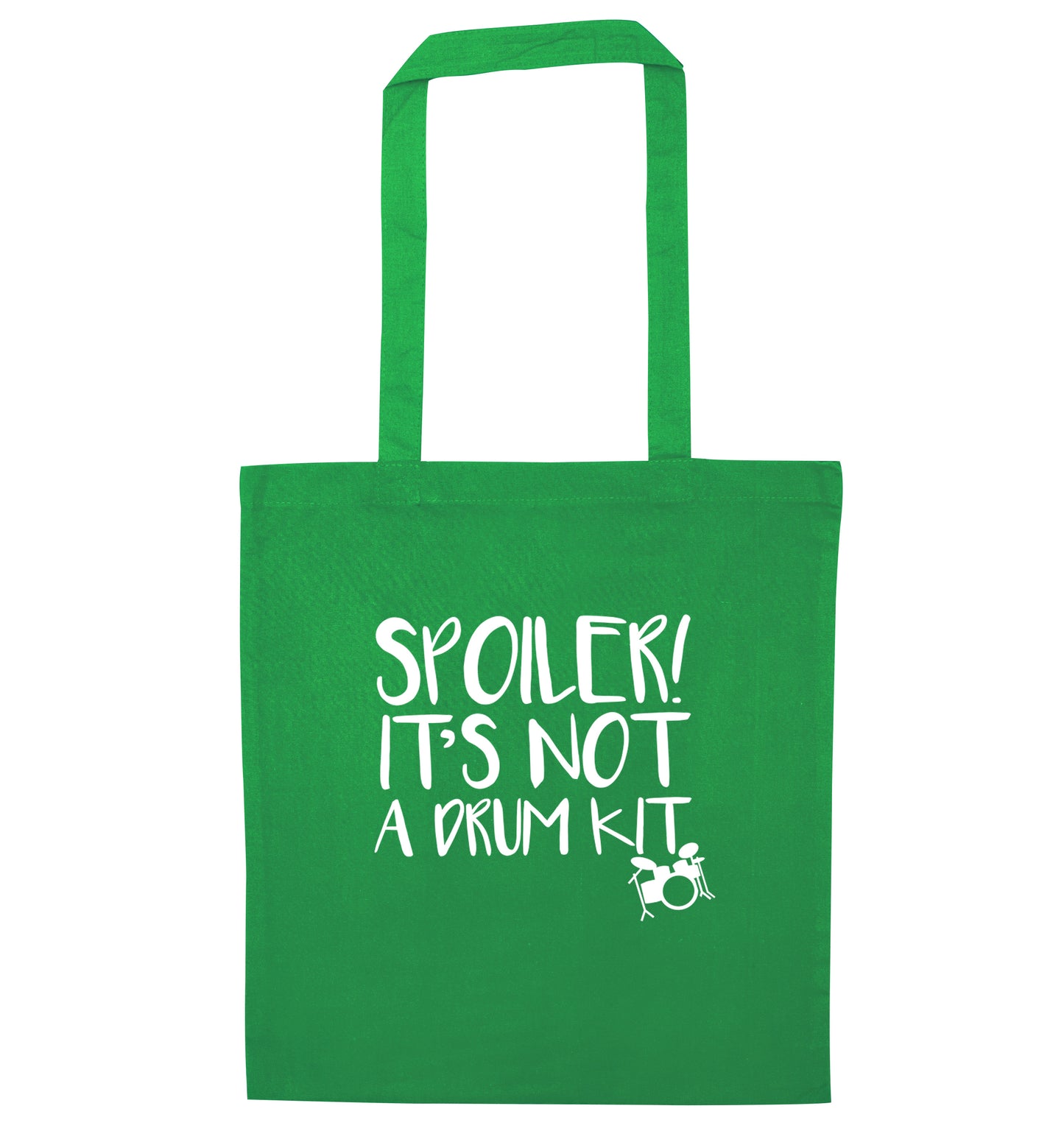 Spoiler it's not a drum kit green tote bag