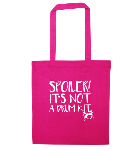 Spoiler it's not a drum kit pink tote bag